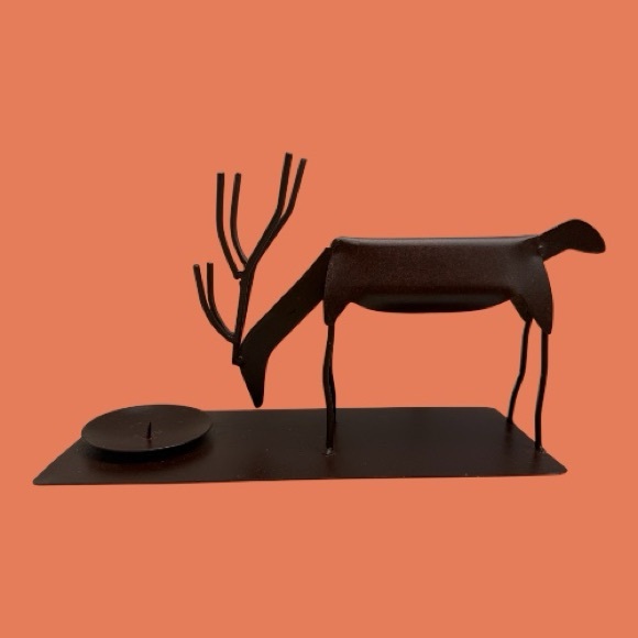 Other - Folk Art Deer Metal Candle Holder Cabin Christmas Reindeer Rustic